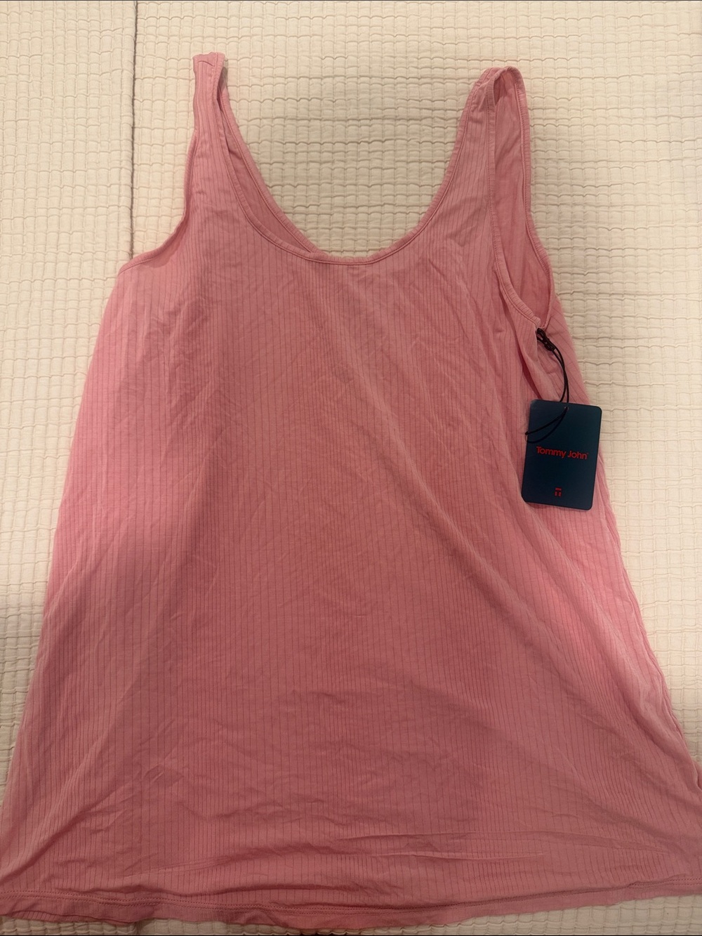 Tommy John Soft Pink Ribbed Scoop Tank Top